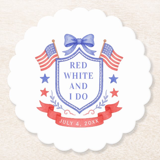 Porta-copo De Papel Patriotic Red White & I Do Bridal Shower (Frente)