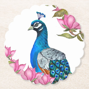 Porta-copo De Papel Pavão de Aquarela