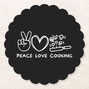 Porta-copo De Papel Paz, Amor Culinária Cozinheiro Retro Amante da Cul