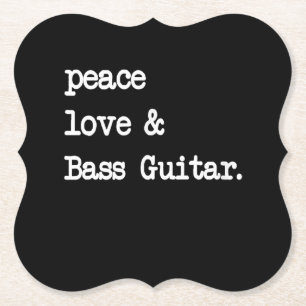 Porta-copo De Papel Peace Love & Bass Guitar Musico Guitaris
