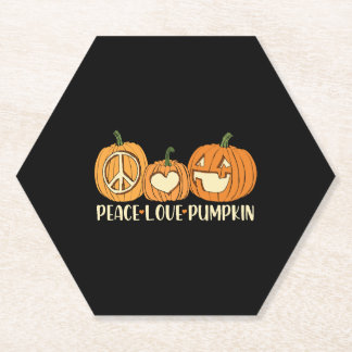 Porta-copo De Papel Peace Love Pumpkin Halloween