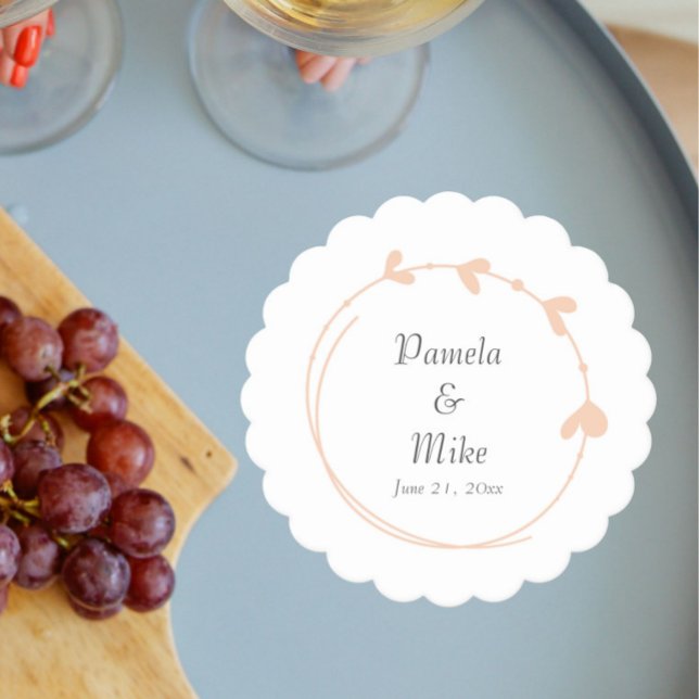 Porta-copo De Papel Peach Simple Heart Wreath Wedding (In Situ Wedding)