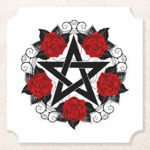 Porta-copo De Papel Pentagrama com Rosas vermelhas