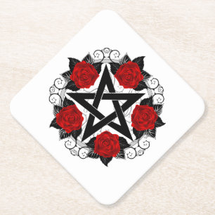Porta-copo De Papel Pentagrama com Rosas vermelhas