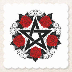 Porta-copo De Papel Pentagrama com Rosas vermelhas