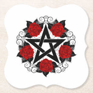 Porta-copo De Papel Pentagrama com Rosas vermelhas