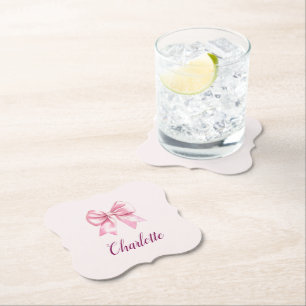 Porta-copo De Papel Penteado Rosa Elegante & Nome Personalizado em Sup