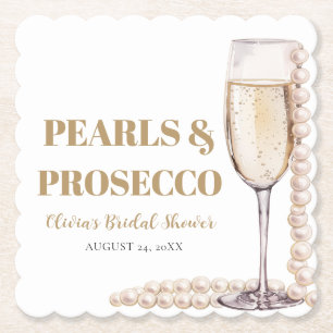 Porta-copo De Papel Pérolas Douradas Elegantes e Chá de Bebê Prosecco