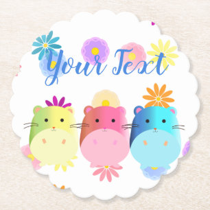 Porta-copo De Papel Personalização de Hamsters Kawaii Cute Triplo
