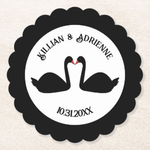 Porta-copo De Papel Personalização de Swans Negros Beijando Casamento