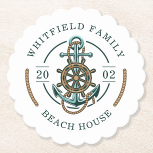 Porta-copo De Papel Personalizado da Casa de Praia da Família de Âncor
