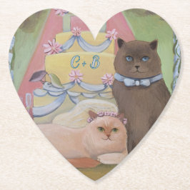 Porta-copo De Papel Personalizar Casais de Gatos de Casamento