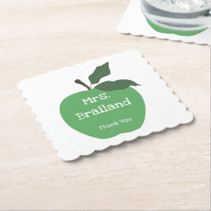 Porta-copo De Papel Personalizar o nome do professor de maçã verde per