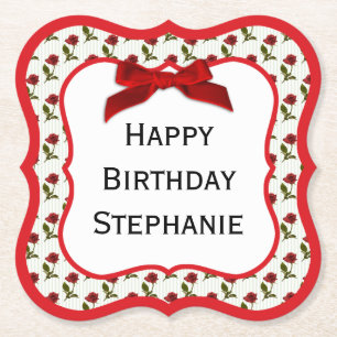 Porta-copo De Papel Personalizar: Parabéns pelas Rosas vermelhas de a