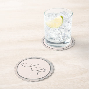 Porta-copo De Papel Pêssego e Cinzas Elegantes Monogramados