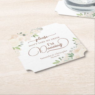 Porta-copo De Papel Pêssego Pálido Floral Não leve meu casamento de be