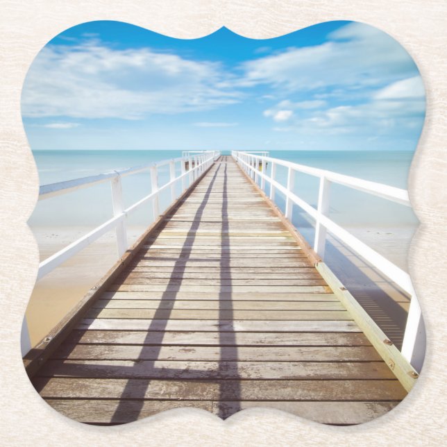Porta-copo De Papel Pier de Praia Tropical (Frente)