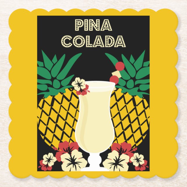 Porta-copo De Papel Piña Colada Cocktail Drink (Frente)