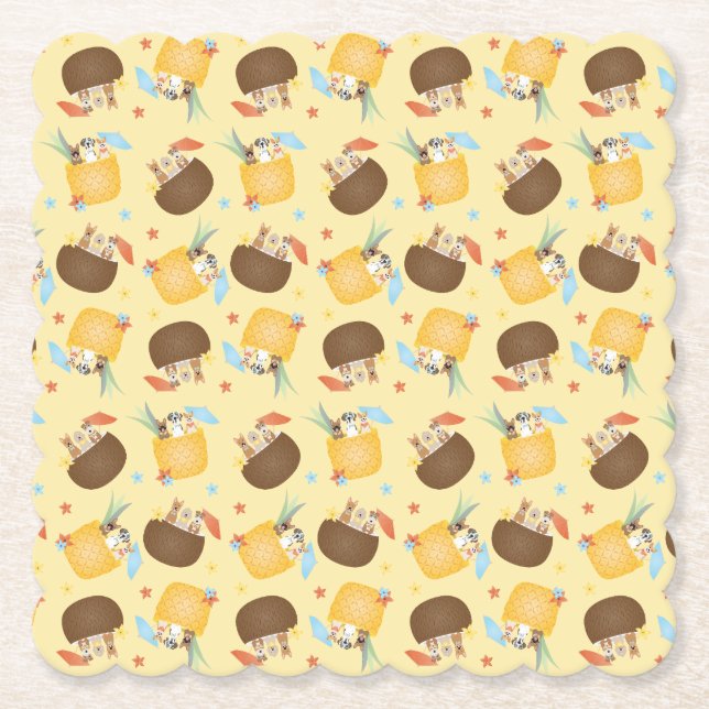 Porta-copo De Papel Pina Colada Pineapple Coconut Pattern (Frente)