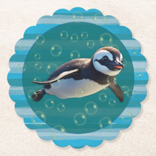 Porta-copo De Papel Pinguim de Natação Apoios de Papel