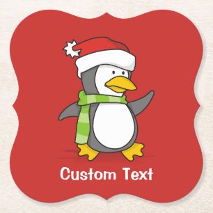 Porta-copo De Papel Pinguim de Natal andando na neve