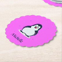 Pinguim fofo de nome personalizado a rosa