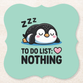 Porta-copo De Papel pinguim fofo dormindo, lista de tarefas nada