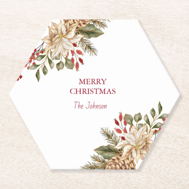 Porta-copo De Papel Pinheiros de Aquarela Elegante (Frente)