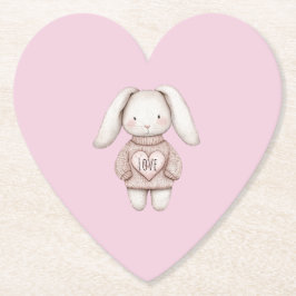 Porta-copo De Papel Pink Cute Bunny Pink Sweater Heart Baby Shower