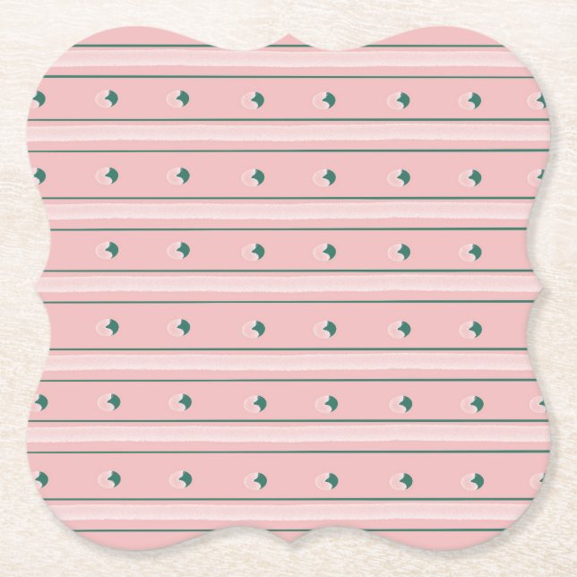 Porta-copo De Papel Pink Stripe Coaster (Frente)
