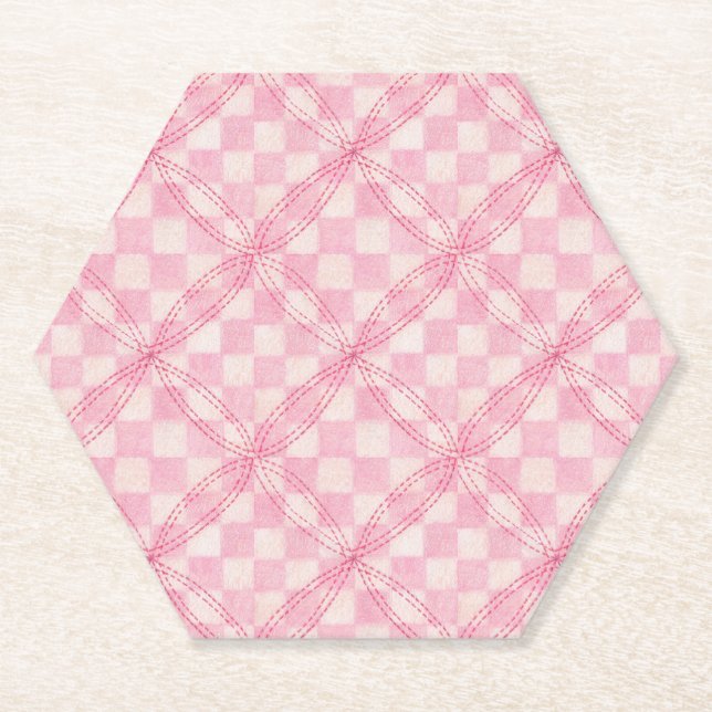 Porta-copo De Papel PINK VERIFIQUE Portas copos DE Papel QUILT Hexagon (Frente)