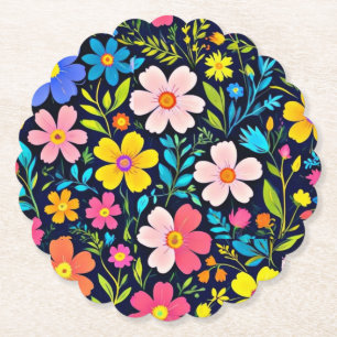 Porta-copo De Papel Pintura Digital Floral Padrão de Flores-38875