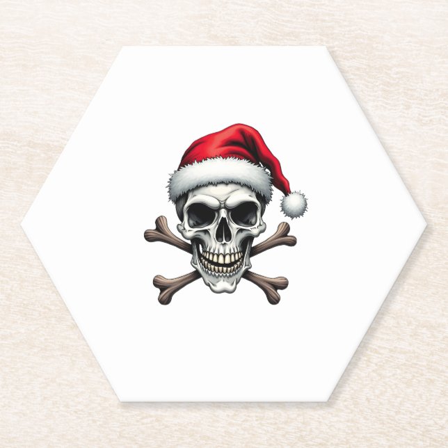 Porta-copo De Papel Pirate Christmas Skull & Crossbones Santa Hat. Got (Frente)