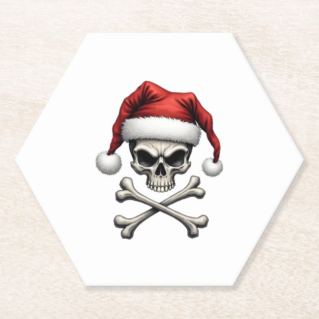 Porta-copo De Papel Pirate Christmas Skull & Crossbones Santa Hat. Got (Frente)
