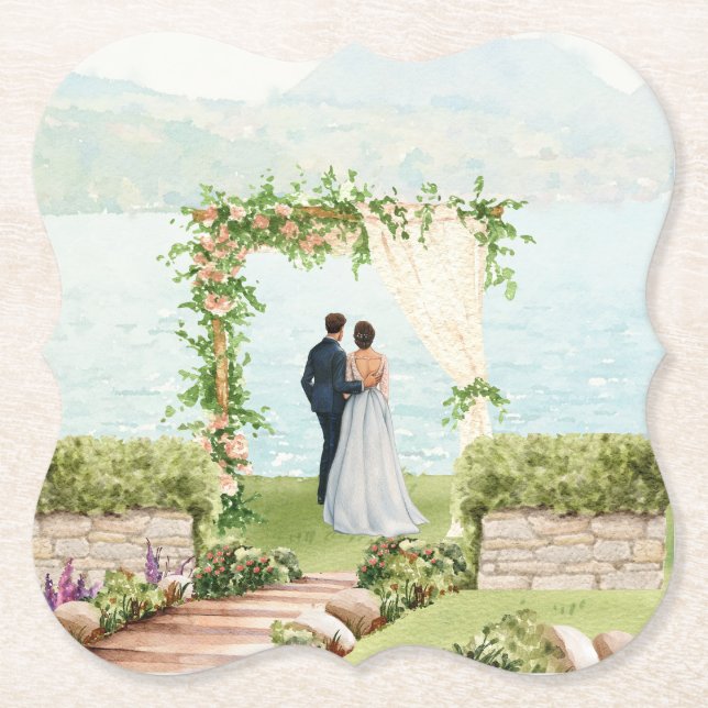 Porta-copo De Papel Pires de Botânica em Aquarela Elegante (Frente)