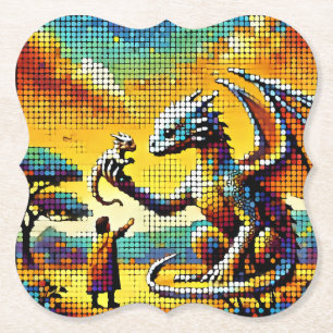 Porta-copo De Papel pixelated image of a dragon trainer
