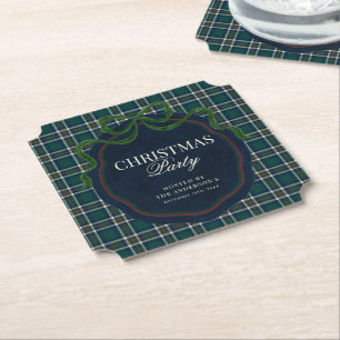 Porta-copo De Papel Plaid Preppy Festa de Natal Verde Escuro Xadrez