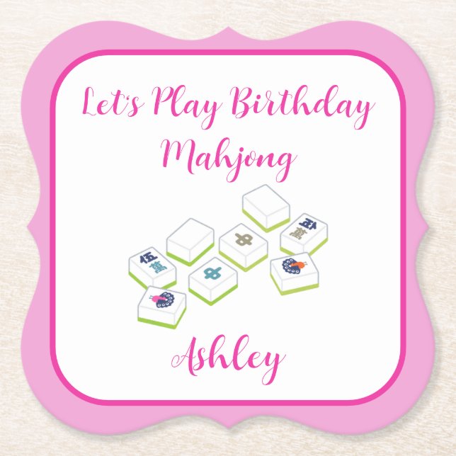 Porta-copo De Papel Play Birthday Mahjong PERSONALIZE (Frente)
