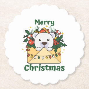 Porta-copo De Papel Polar Bear - Letra de Natal dos Animais de inverno