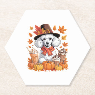 Porta-copo De Papel Poodle Dia de Ação de Graças Bebe Café Folhas de O