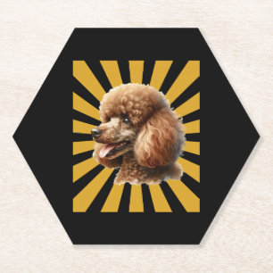 Porta-copo De Papel Poodle Padrão Marrom Retro Sunburst