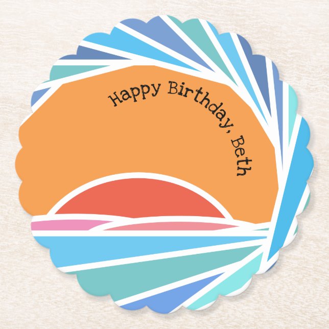 Porta-copo De Papel Pôr do sol na onda de barril (Frente)