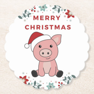 Porta-copo De Papel Porcos Feliz Animais de Natal Porcos Porta copos d