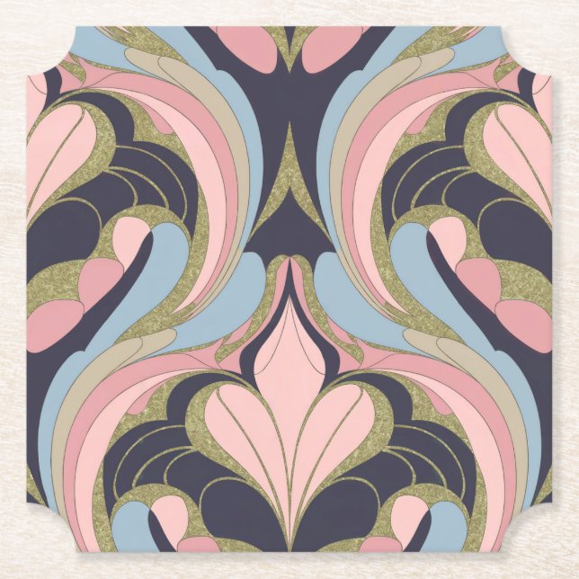 Porta-copo De Papel Porta copos de Arte Moderna Dourada (Frente)