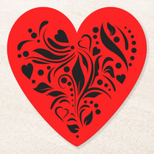 Porta-copo De Papel Porta copos De Decoração De Coração Preto E Vermel