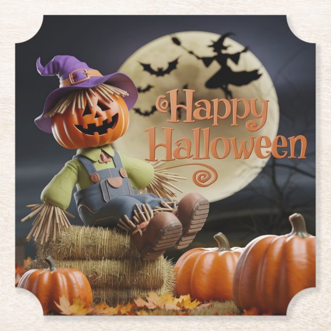 Porta-copo De Papel Porta copos de Halloween da Casa Assombrada (Frente)