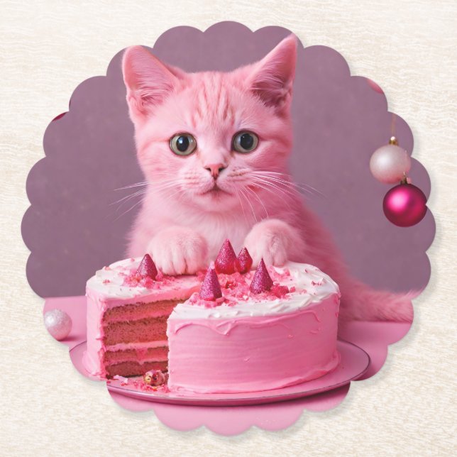 Porta-copo De Papel Porta copos de Natal Rosa (Frente)