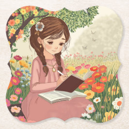 Porta-copo De Papel porta copos de papel Menina no Jardim