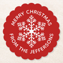 Porta-copo De Papel Porta copos de papel Red Snowflake