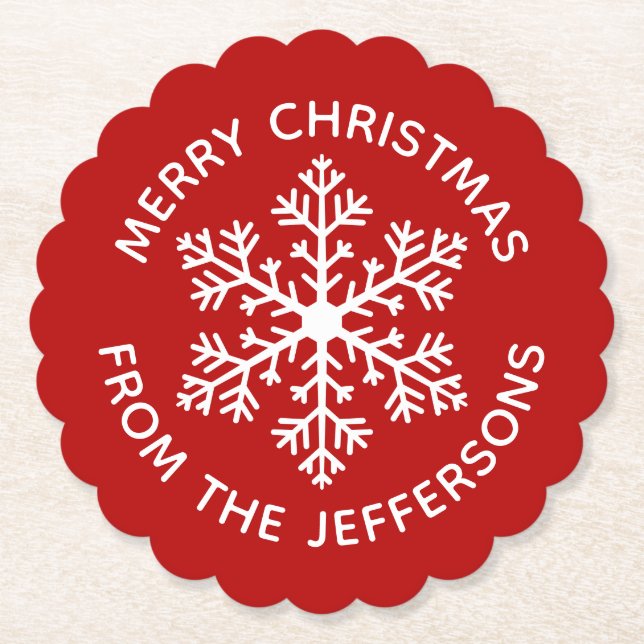 Porta-copo De Papel Porta copos de papel Red Snowflake (Frente)